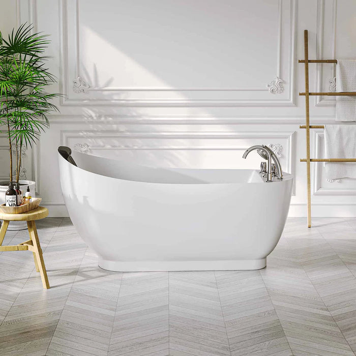 Empava 59" Acrylic Freestanding Whirlpool Tub with Reversible Drain | EMPV-59AIS04