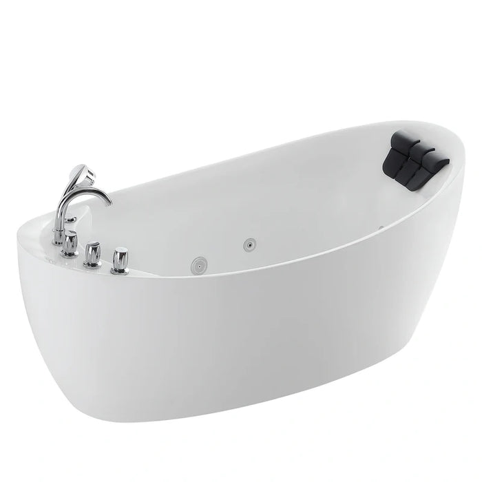 Empava 67" Freestanding Hydro Massage Whirlpool Bathtub with Reversible Drain | EMPV-67AIS02