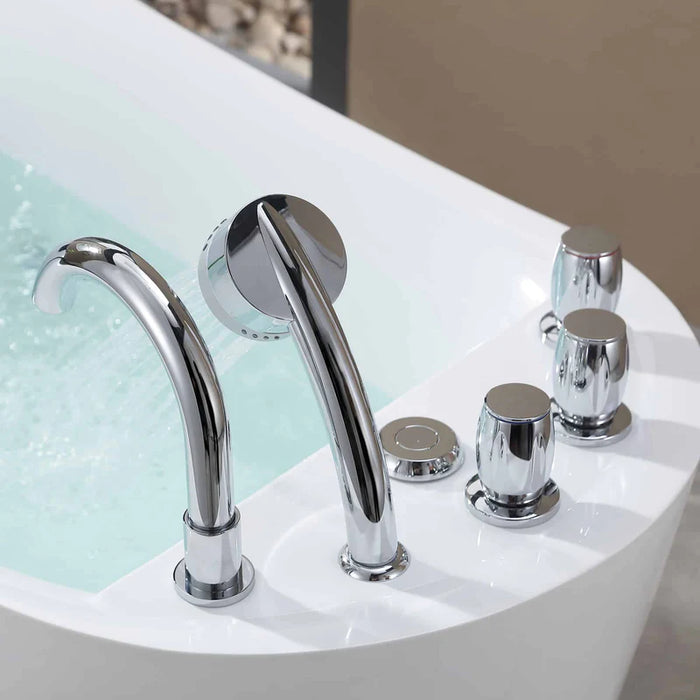 Empava 59" Acrylic Freestanding Whirlpool Tub with Reversible Drain | EMPV-59AIS04