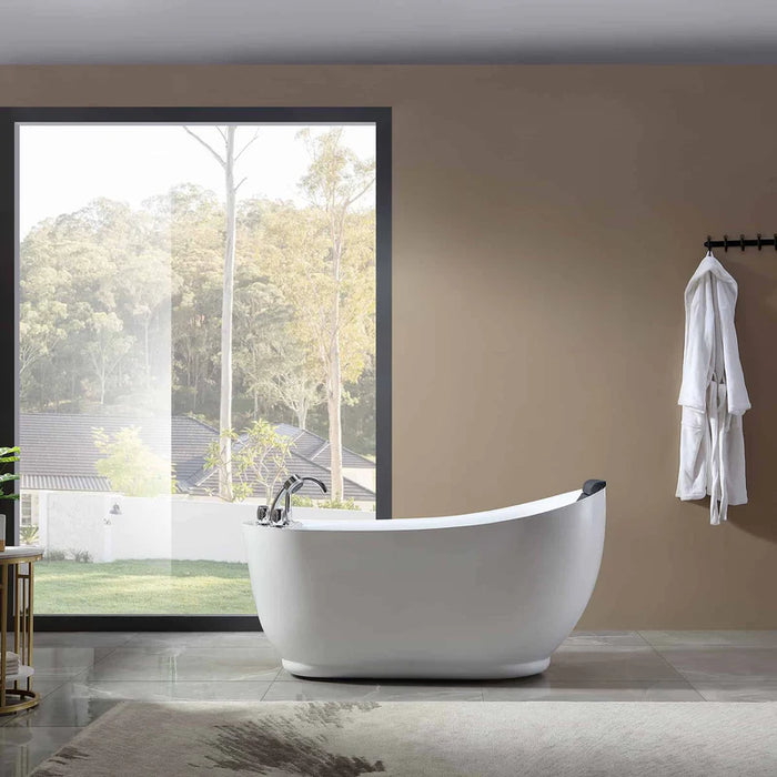 Empava 59" Acrylic Freestanding Whirlpool Tub with Reversible Drain | EMPV-59AIS04