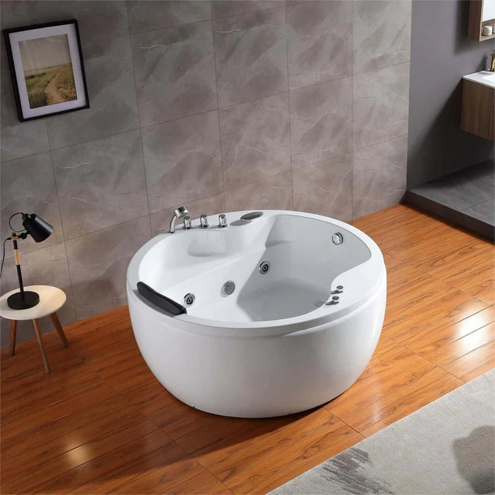 Empava 59" Freestanding Round Whirlpool Bathtub with Right Drain | EMPV-59JT005