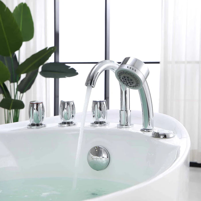 Empava 67" Freestanding Hydro Massage Whirlpool Bathtub with Reversible Drain | EMPV-67AIS02