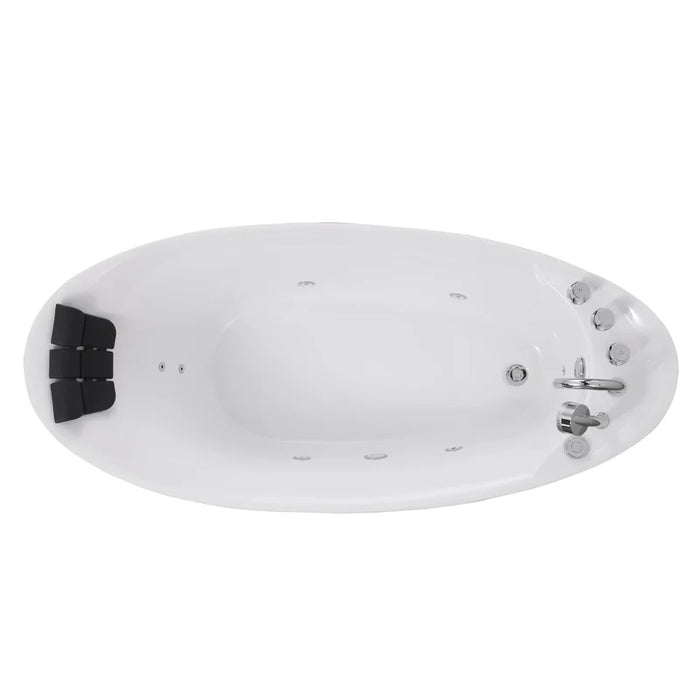 Empava 67" Freestanding Hydro Massage Whirlpool Bathtub with Reversible Drain | EMPV-67AIS02