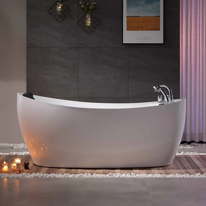 Empava 67" Freestanding Hydro Massage Whirlpool Bathtub with Reversible Drain | EMPV-67AIS02
