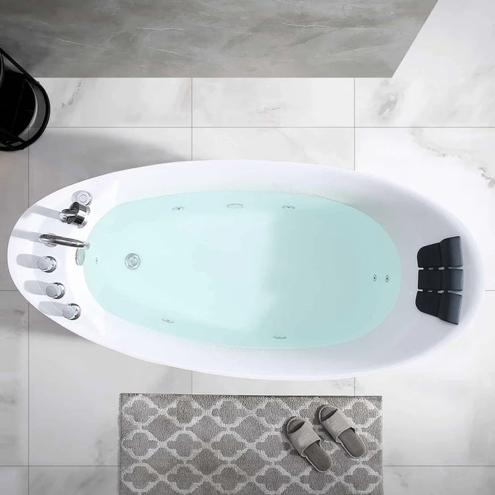 Empava 67" Freestanding Hydro Massage Whirlpool Bathtub with Reversible Drain | EMPV-67AIS02