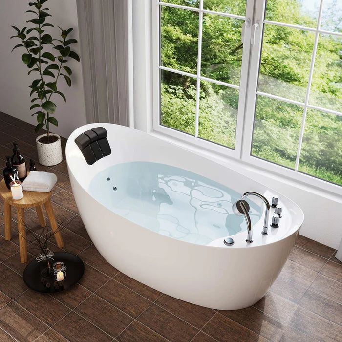 Empava 67" Freestanding Hydro Massage Whirlpool Bathtub with Reversible Drain | EMPV-67AIS02
