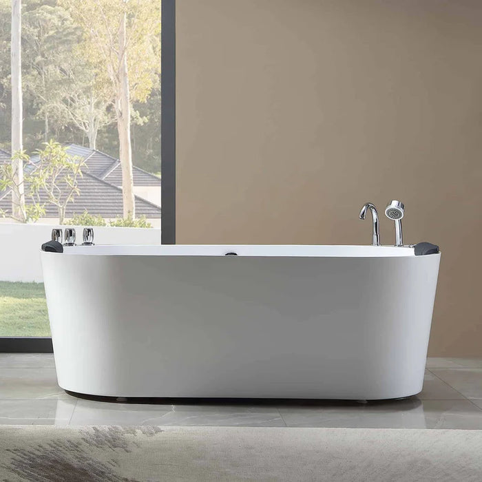 Empava 71" Freestanding Hydro Massage Whirlpool Bathtub with Center Drain | EMPV-71AIS08