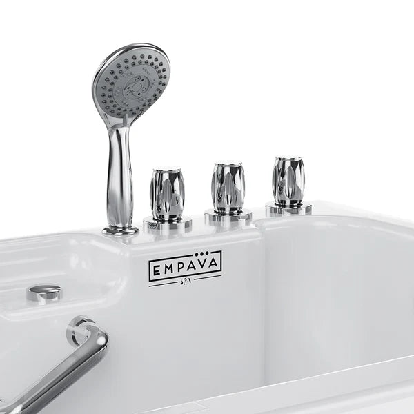 Empava 54" Alcove Inline Heater Whirlpool Walk-in Tub 2.0 Upgraded with Right Drain | EMPV-54WIT08