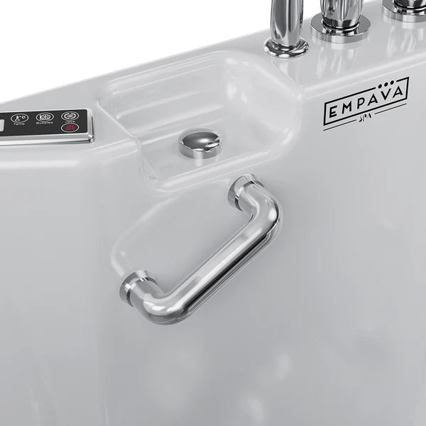 Empava 54" Alcove Inline Heater Whirlpool Walk-in Tub 2.0 Upgraded with Right Drain | EMPV-54WIT08