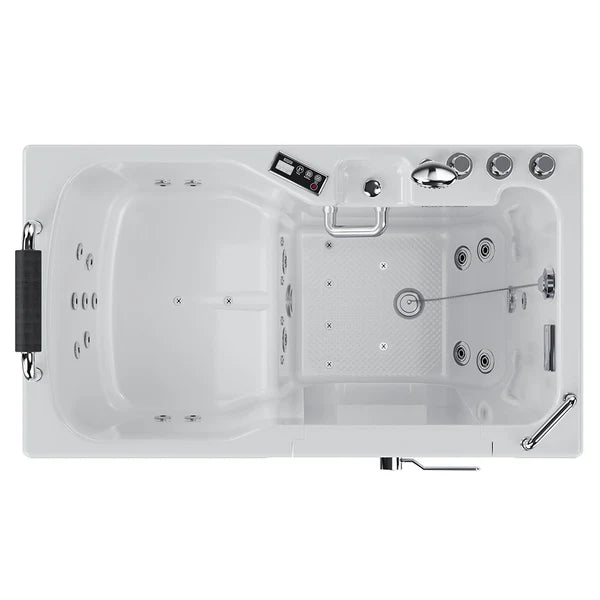 Empava 54" Alcove Inline Heater Whirlpool Walk-in Tub 2.0 Upgraded with Right Drain | EMPV-54WIT08